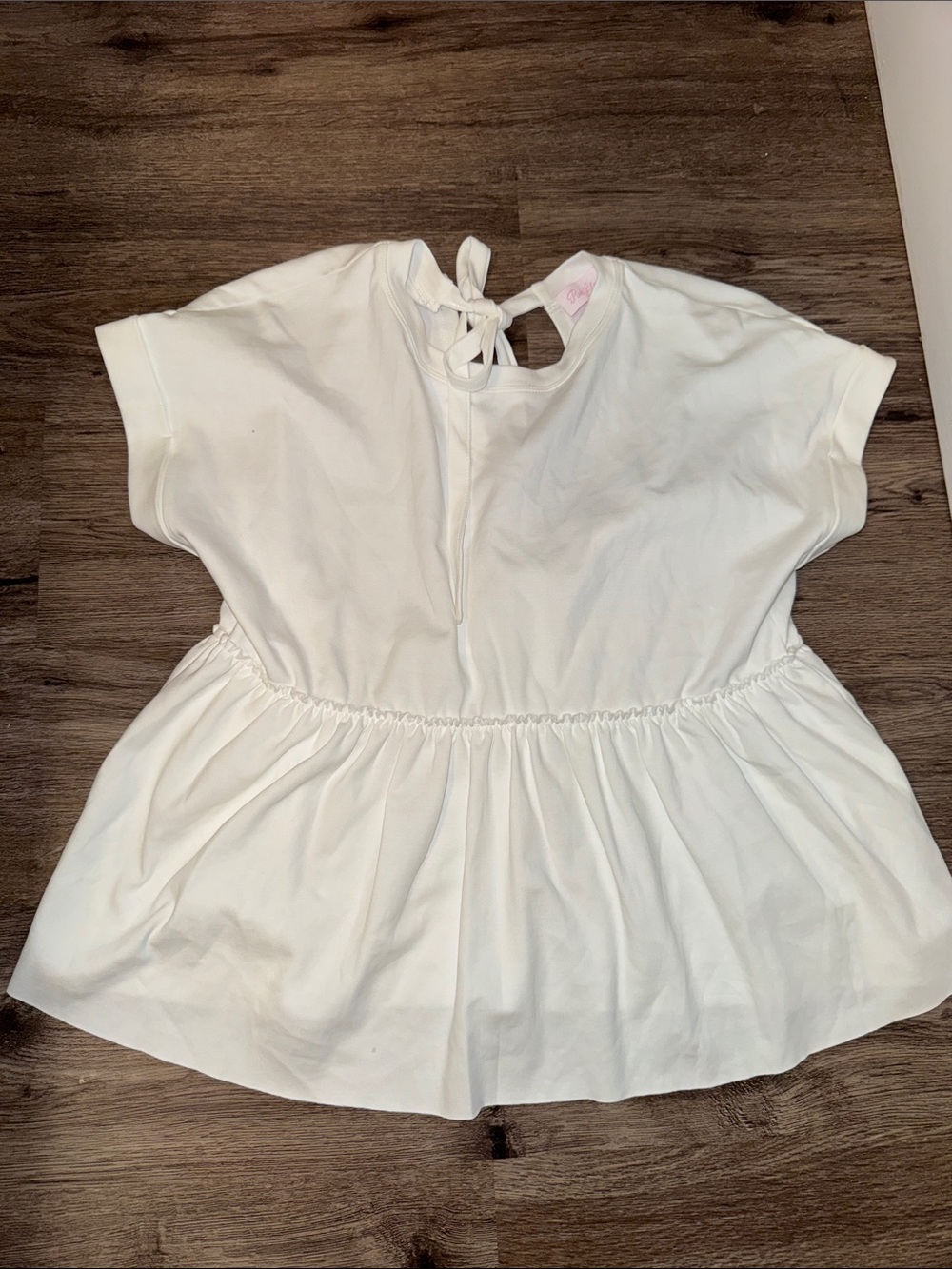 Women White Peplum Tie-Back Top